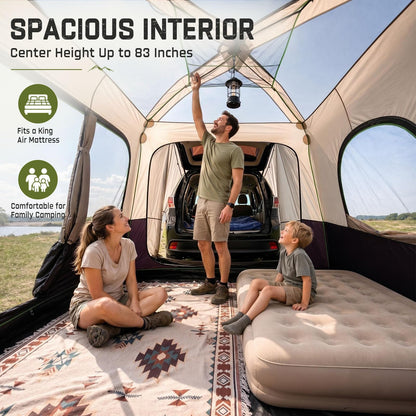 Happy Travel SUV Tents for Camping, 6 Person Instant Tent with 60 Seconds Easy Setup, Waterproof Car Tailgate Cabin Tent with Rainfly for Family Camping, Expandable Carry Bag,10' W X 10' L X 7.1' H