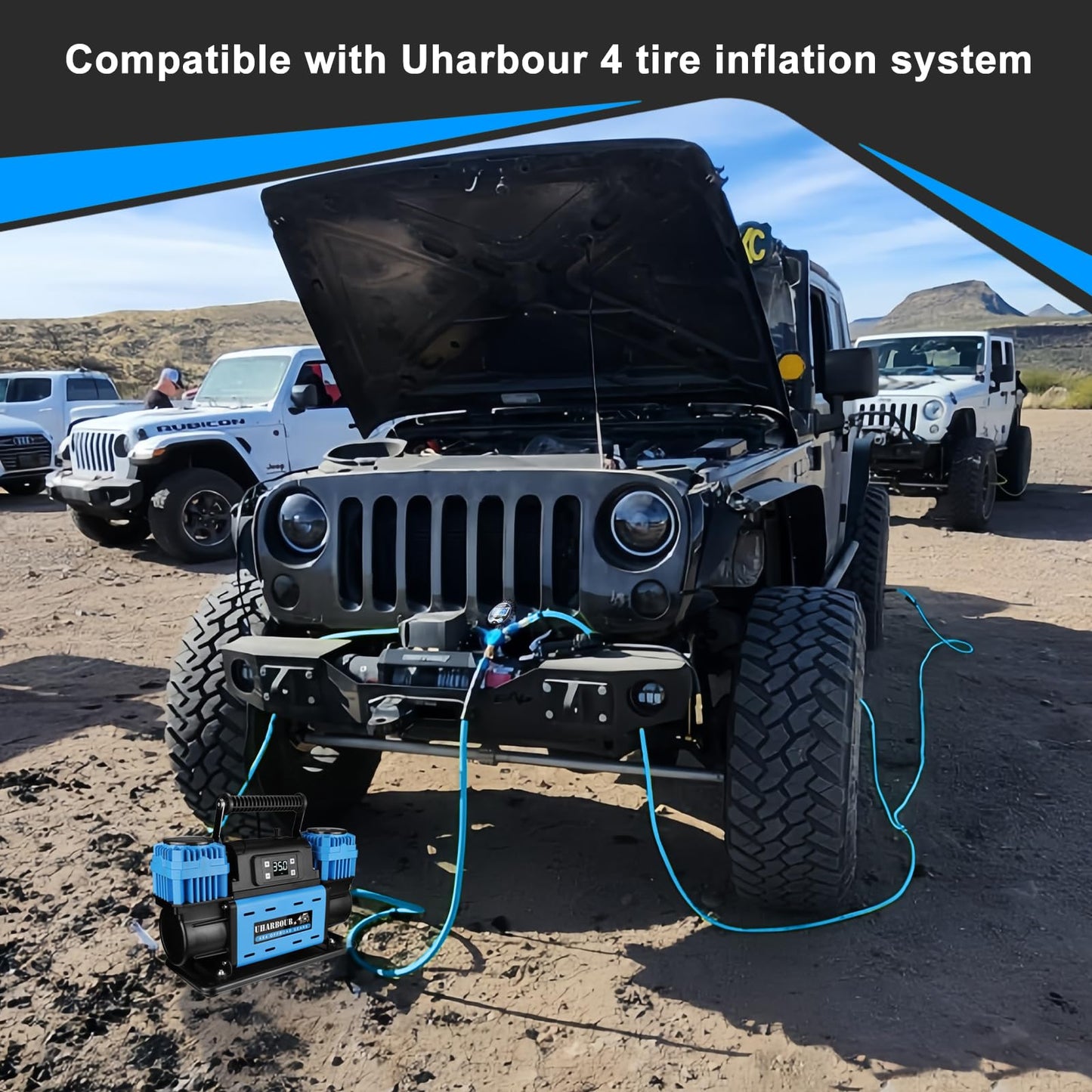 Uharbour 12V Offroad Air Compressor Auto Stop Dual Compressor with Digital LCD Dislplay, 12 Volt 10.6 CFM Off Road Air Compressor Heavy Duty for 4x4 Truck Car SUV with Carrying Bag