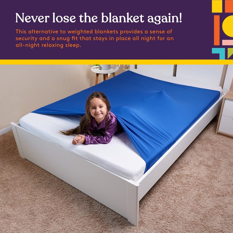 Special Supplies Sensory Bed Sheet for Kids Compression Alternative to Weighted Blankets - Breathable, Stretchy - Cool, Comfortable Sleeping Bedding -Blue (Twin)