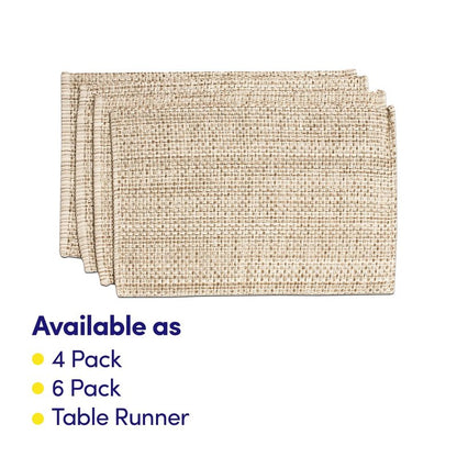 Sweet Home Collection 100% Cotton Placemats for Dining Room Rectangle Two Tone Woven Fabric 13" x 19" Soft Durable Table Mat Set, Set of 4, Eggshell
