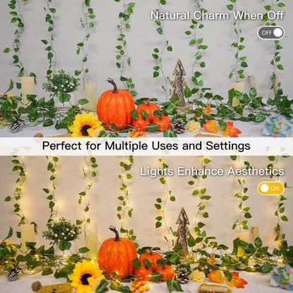 suddus Vines with Lights, 200 LED Fairy Lights with Vines, Pothos Curtain String Lights with Remote for Bedroom, Dorm, Wedding, Party, Wall, Indoor, Outdoor Decor, 6.5ft x 6.5ft