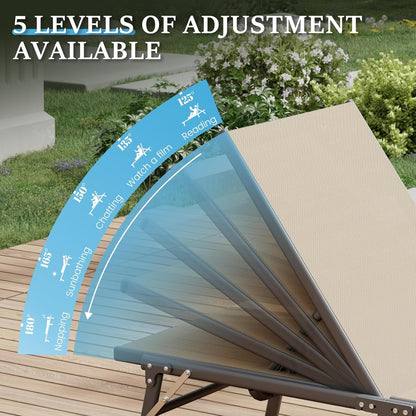 UDPATIO 3pcs Patio Lounge Chair Sets with Side Table Foldable Outdoor Chaise Lounge No Assembly