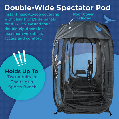 WeatherPod® Side-by-Side™ 2 Person Pop-Up Sports Tent Pod - The Original Shark Tank Instant Setup All-Weather Pod Shelter for Outdoor Sports, Rain, Wind & Cold