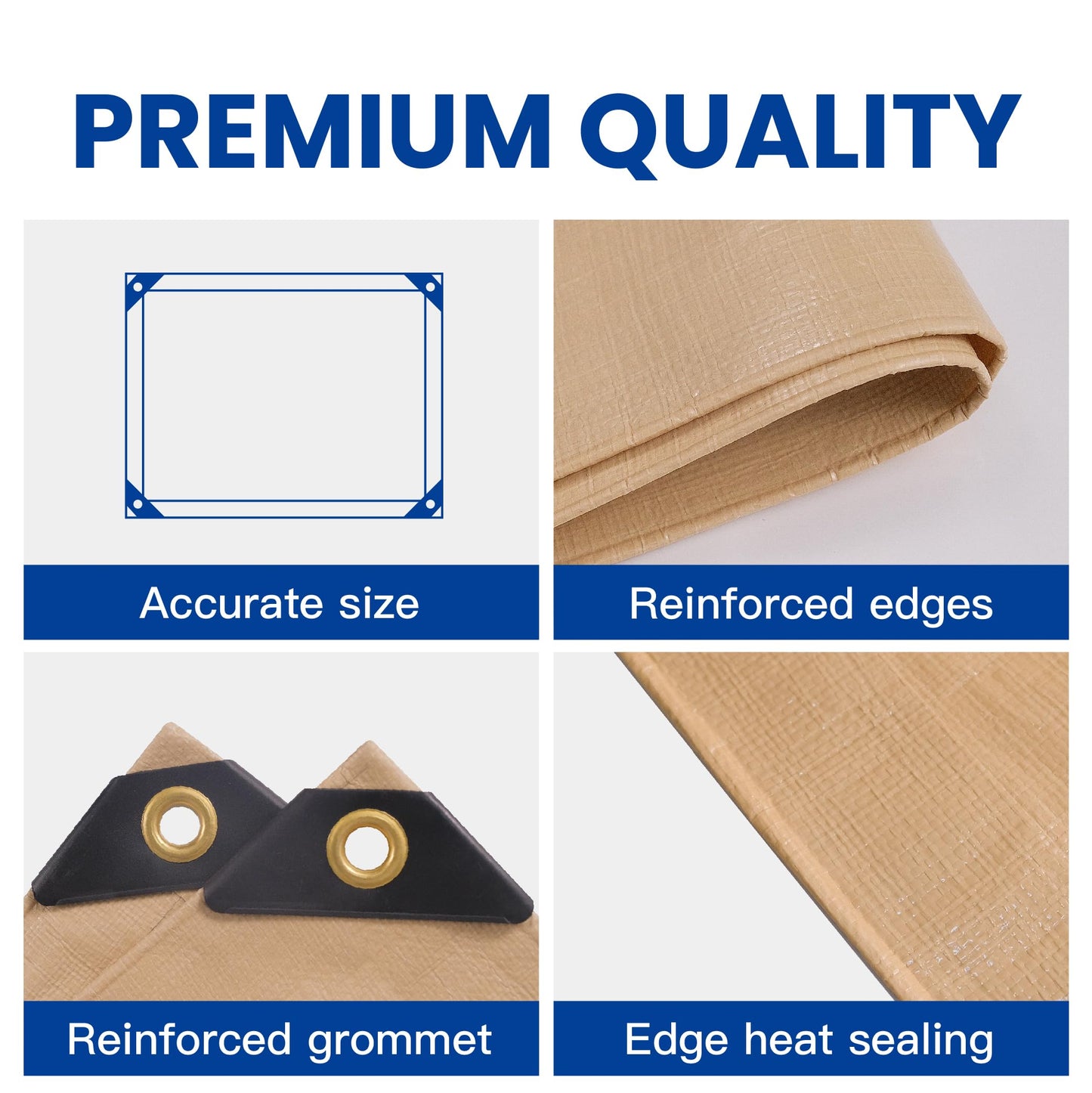 Tarp 20x40 Heavy Duty Waterproof Beige Tarp 12.5mil,Durable,Multipurpose, Weather Resistant,Uv Resistant,Tear Resistant,Can Be Used for Outdoor Furniture,Cars,Ships,Roofs-by MVPNET