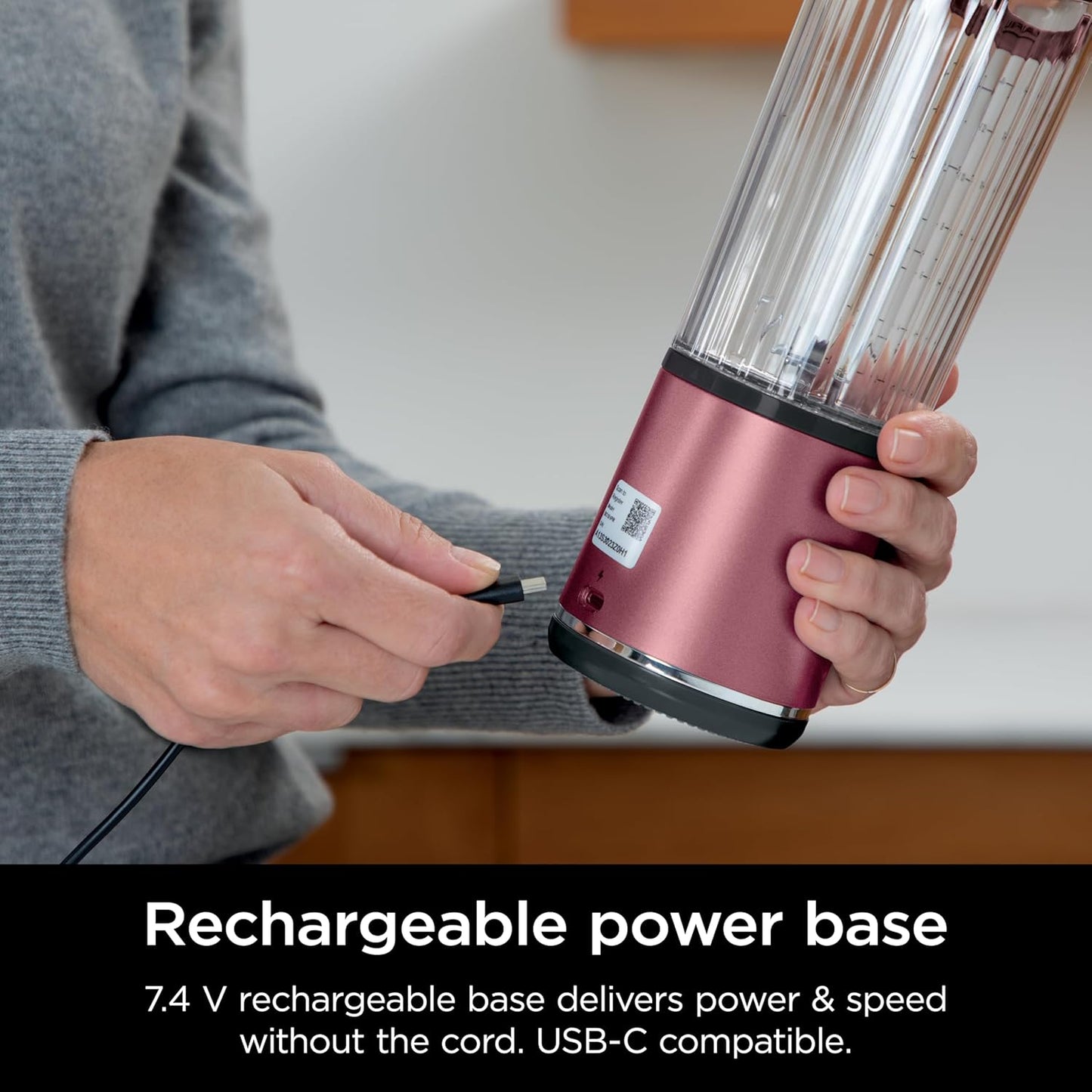Ninja Blast Portable Blender - Cordless 18oz Personal Blender for Smoothies & Shakes | BPA-Free, Leakproof Lid, USB-C Rechargeable, Metallic Cherry