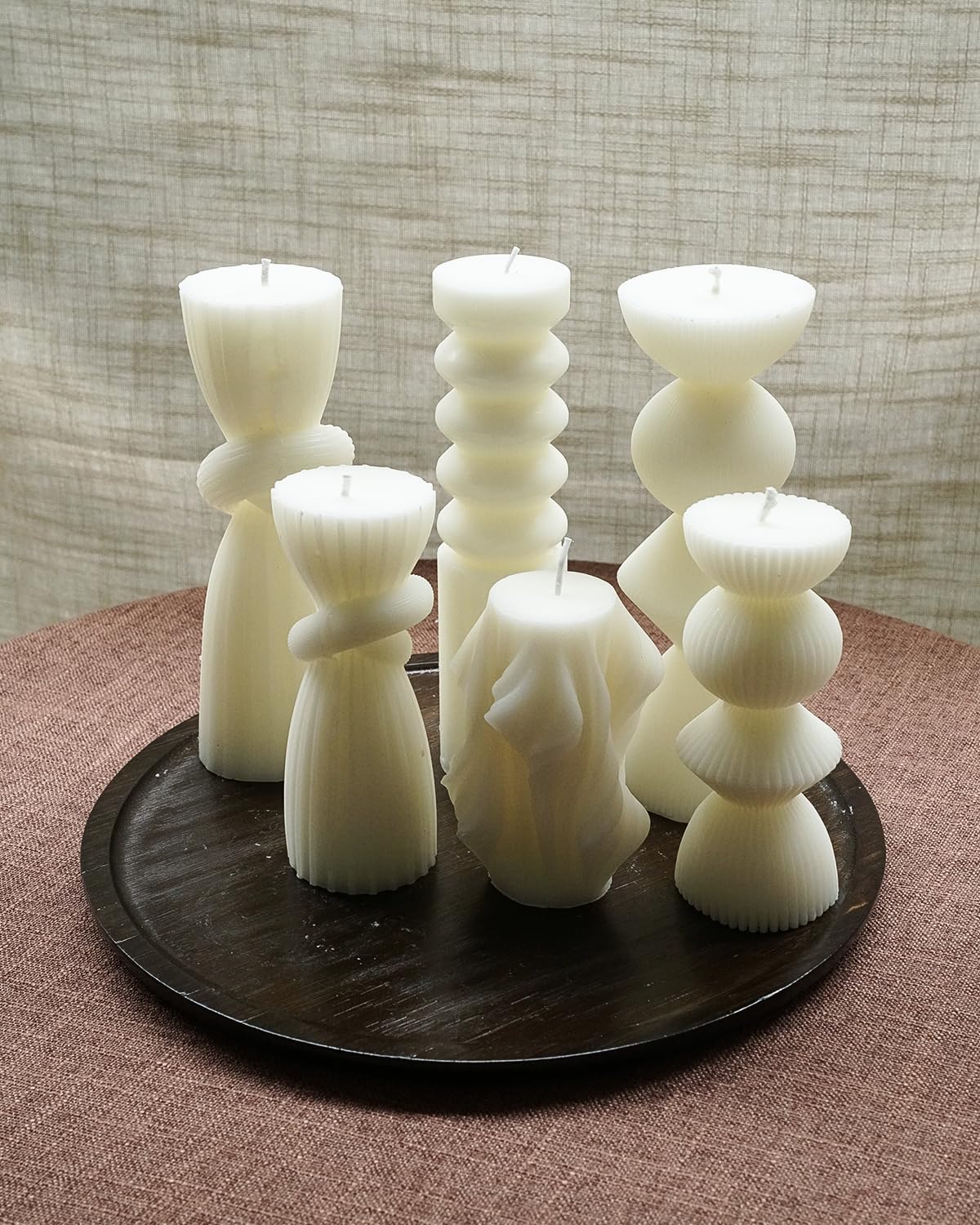 6 Pack Pillar Candles Ribbed Decorative Candle velas decorativas Fireplace Candle for Housewarming Gift, Shelf & Table Decor-Aesthetic Modern Candles Set (White)