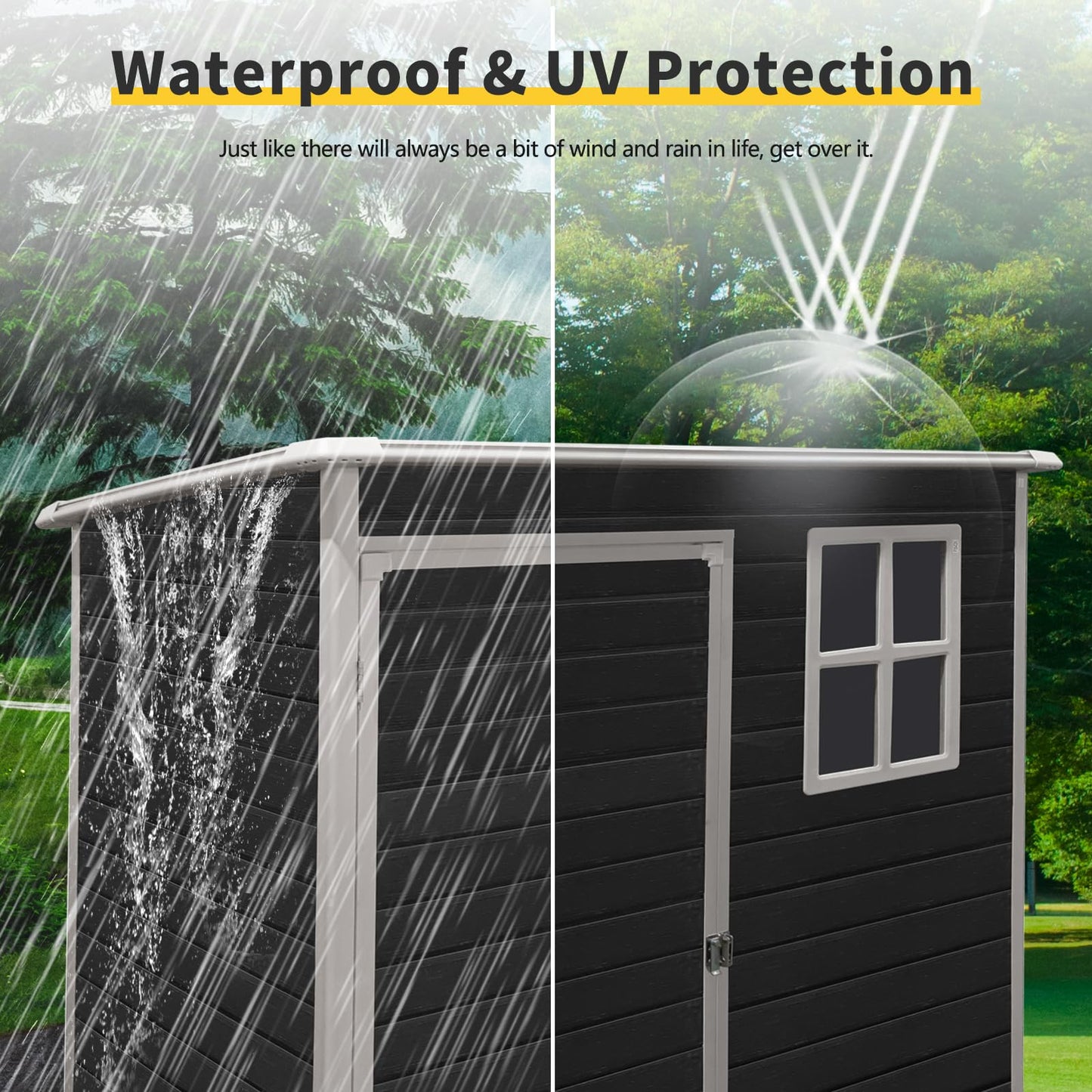 KEIKI 5x3 FT Outdoor Storage Shed Waterproof Resin Cabinet Polypropylene Frame with Lockable Doors for Patio Furniture