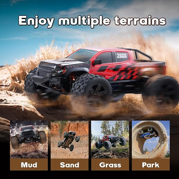 BEEZRC FMT10 1/10 Chevrolet Brushless RC Monster Truck Licensed Chevy Colorado 4x4 RC Truck Off-Road RC Car High Speed 80 km/h Remote Control Car for Adults RS Red/Black (no Battery)