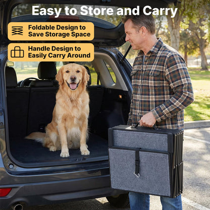 Veehoo Collapsible Dog Stairs for Large Dogs Extra Wide, 4 Steps Folding Dog Steps for Car Truck SUV 20" Wide, Heavy Duty Pet Loader Ramp Ladder Portable with Non Slip Surface, Support up to 200lbs