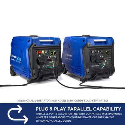 Westinghouse 5000 Peak Watt Super Quiet Portable Inverter Generator, Wheel & Handle Kit, RV Ready 30A Outlet, Gas Powered, CO Sensor, Parallel Capable,Blue
