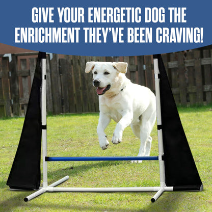 Houseables Dog Agility Course Backyard Set, Dog Agility Equipment, Obstacle Course Backyard, Training and Exercise Equipment, Play Tunnel, Weave Poles, Jumps, Pause Box for Playground, Park, Indoor