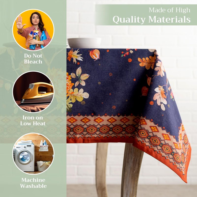 Maison d' Hermine Table Cloth Rectangle Table 100% Cotton 60 x 108 Inches Fall Tablecloth Reusable Everyday Use for Thanksgiving Christmas Decorations Dining Farmhouse Party (Kelim - Infinity)
