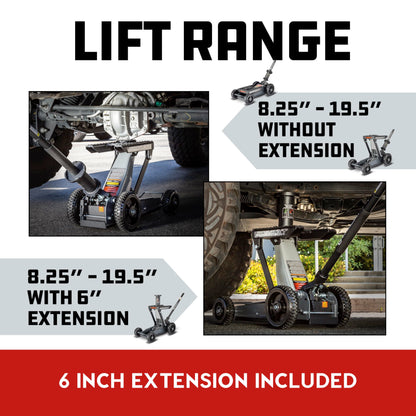 Powerbuilt Big Wheel Triple Lift Garage Jack, 3000 Pound Off Road Lift, Truck, Car, Motorcycle 1.5 Ton Capacity, 620613ECE