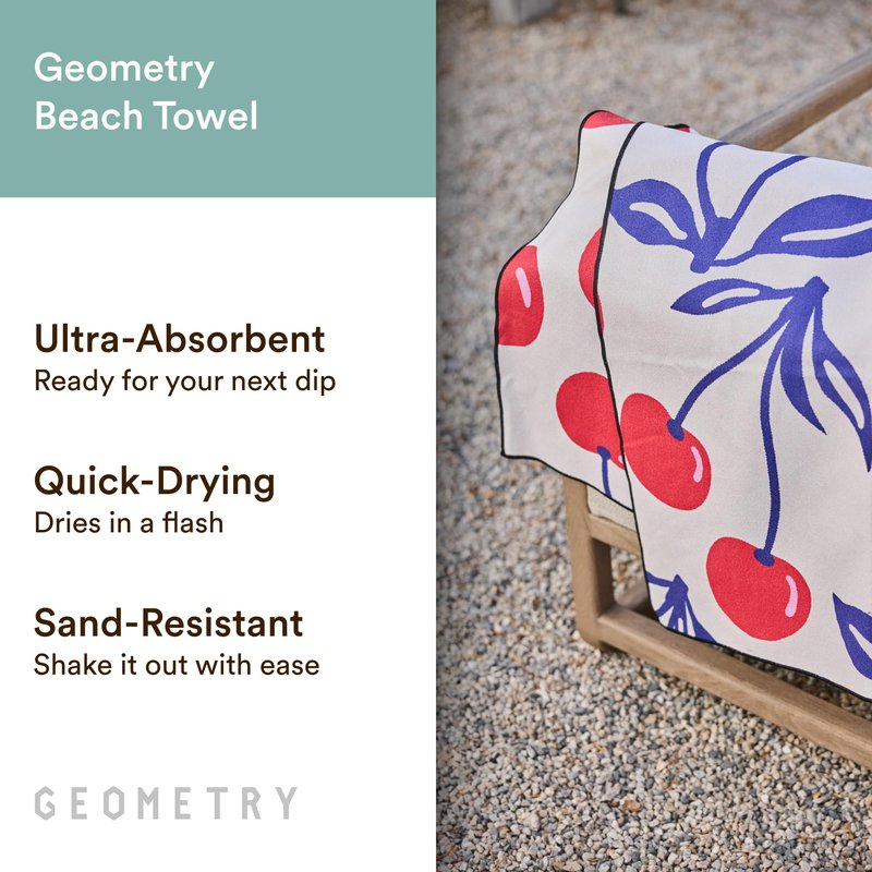GEOMETRY Micro-Loop Beach Towel – Spring & Summer Collection – Quick-Dry, Sand-Resistant, Ultra-Absorbent Compact Towel for Beach & Travel (Wind Down)