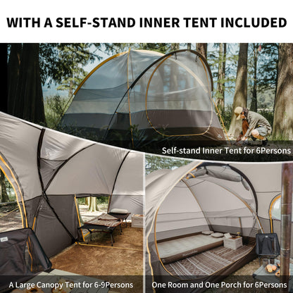 Naturehike KOTA 4/6/8 Person Camping Tent, Double Layer Waterproof 4 Person 6 Person 8 Person Tents for Camping, Large and Tall Family Tent with Vestibules Porch