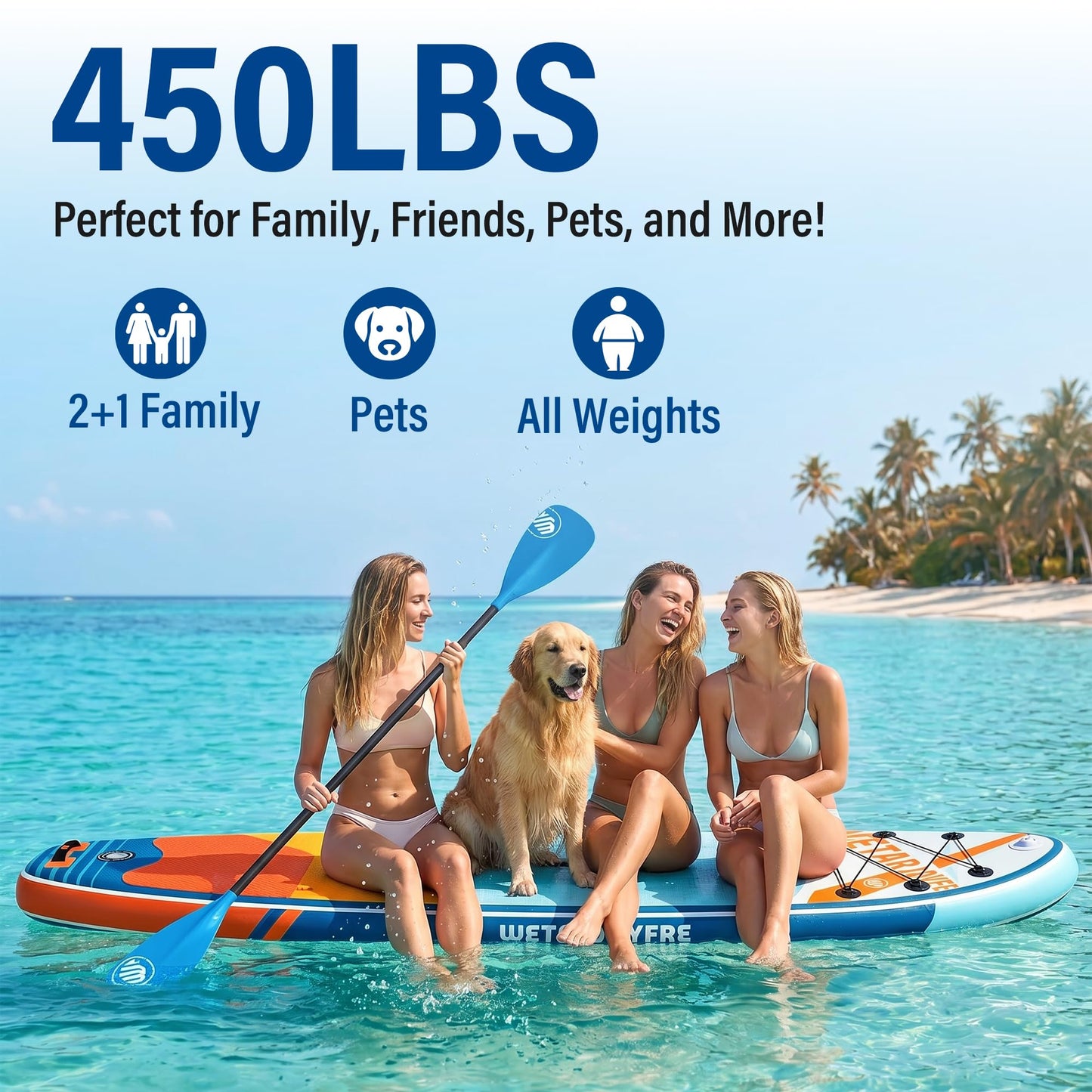 WETARJOYFRE Inflatable Stand Up Paddle Board, 11' x 33" x 6" Extra Wide SUP with Premium Accessories, Non-Slip Deck ISUP for All Skill Levels, Adults, Youth, Fishing, Yoga, Floating on Ocean & Lake