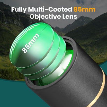 25-75x85 Spotting Scope with ED Glass, Phone Adapter, Tripod & Carrying Bag - Fully Multi-Coated BAK4 Waterproof Zoom Spotter Scope for Bird Watching, Wildlife Viewing, Hunting (Black)