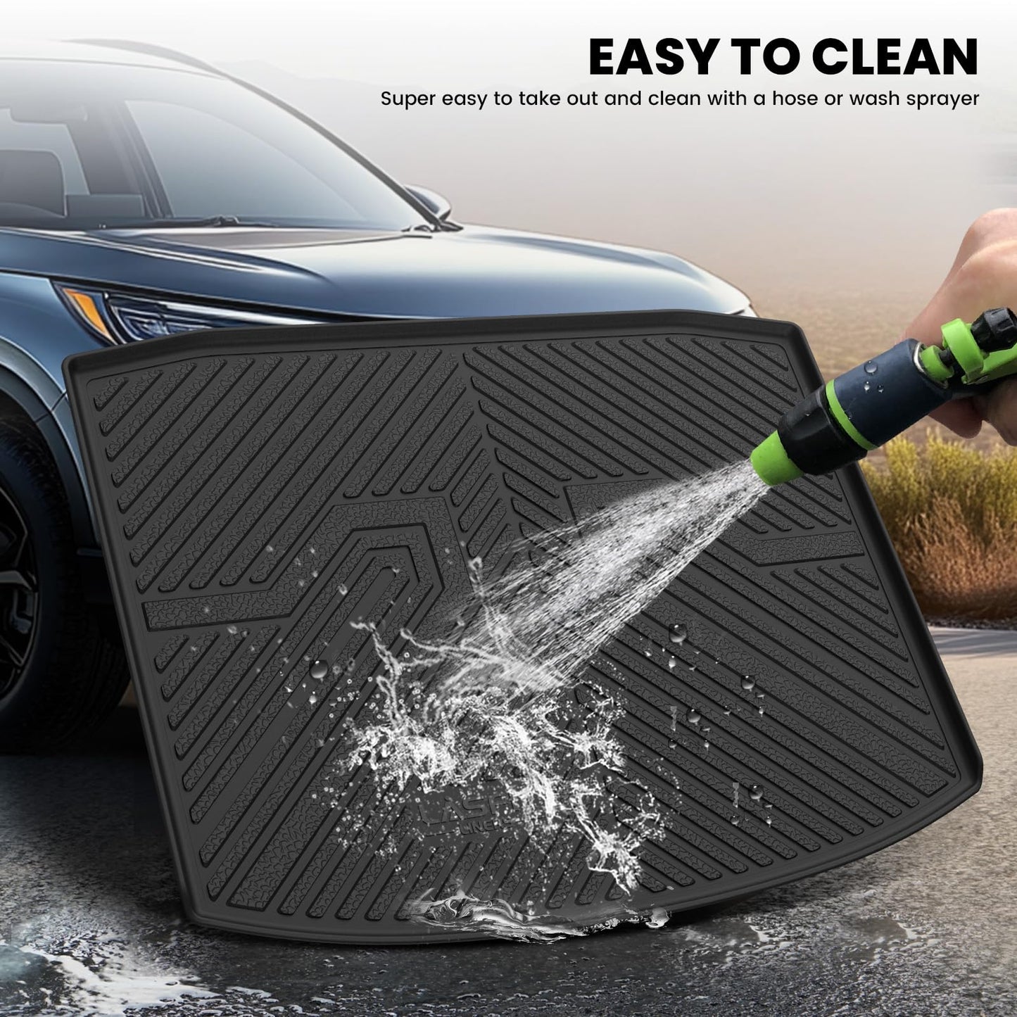 LASFIT Cargo Mat for Honda CR-V 2017-2022 (Tray in Lower Position), Custom Fit Trunk Mat, Raised Edge All Weather Protection, Kid & Pet Friendly, Easy Clean for Family Use, Black (Not for Hybrid)