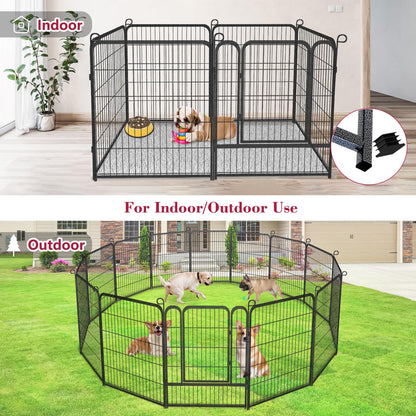 Jhsomdr Dog Playpen, 32inch 10 Panels Outdoor Dog Fence Indoor Dog Pen Anti-Rust Pet Puppy Pen Dog Exercise Pen with Lock for Medium Small Dogs, Portable Pet Fence for Yard RV Camping