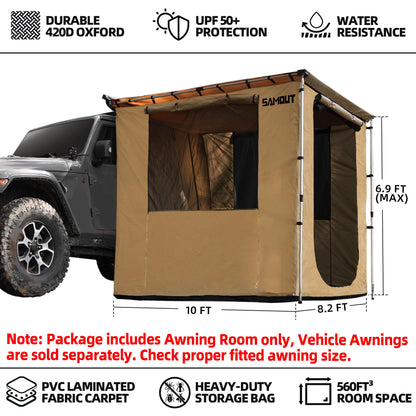 SAMOUT Vehicle Awning 8.2' x 10' Rip-Stop 420D Oxford Side Changing Room With PVC Floor, Waterproof & Wind Resistance, Easy Setup Design (Room Only)