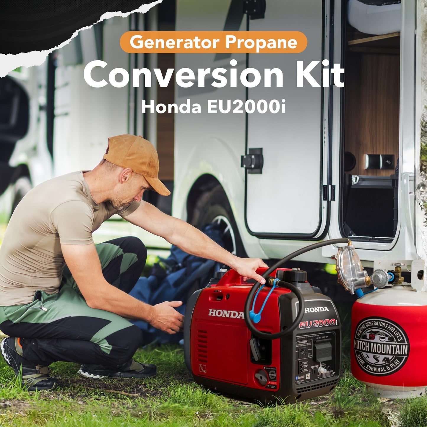 Hutch Mountain Generator Propane Conversion Kit Honda EU2000i - Dual-Fuel Conversion for Propane & Gasoline - Portable Generator Backup Kit for Home Emergencies, Camping, and RVs