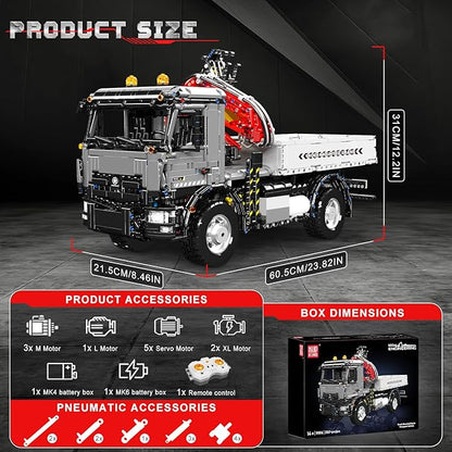 Mould King 19016 Tow Truck Building Set APP/Remote Control Truck Mounted Crane Model Kit Drive Transport Vehicle Construction Toy Display Kit Collectible Gift for Adult Teens(3767 Psc)