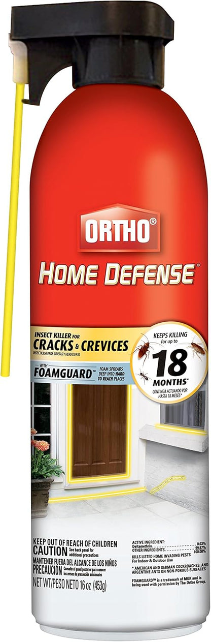 Ortho Home Defense Insect Killer - Long-Lasting Bug Spray Foam for Ants, Roaches & Fleas | 16 oz.