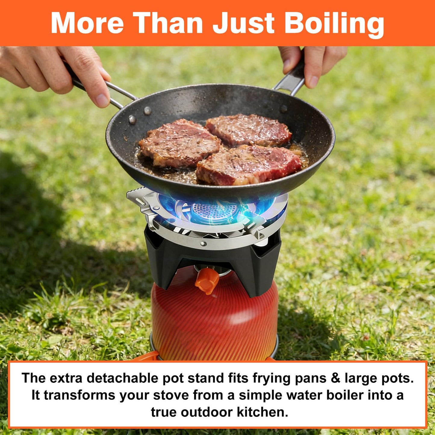 KUNGKA Backpacking Stove Cooking System –110-Second Fast Boil, 2.2KW 7507BTU, 6-in-1 Integrated 1L Pot Set, 630g Ultralight, Piezo Ignition, Detachable Pan Stand for Hiking,Camping, Cooking,Hunting