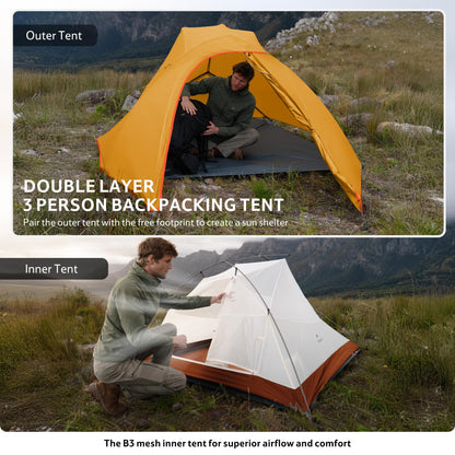 Naturehike Cloud Up 3 Person Backpacking Tent with Footprint - 3 Season Free Standing Lightweight 3 Person Camping Tent | with Footprint, Free Standing, Dome, Camping, Hiking, Waterproof