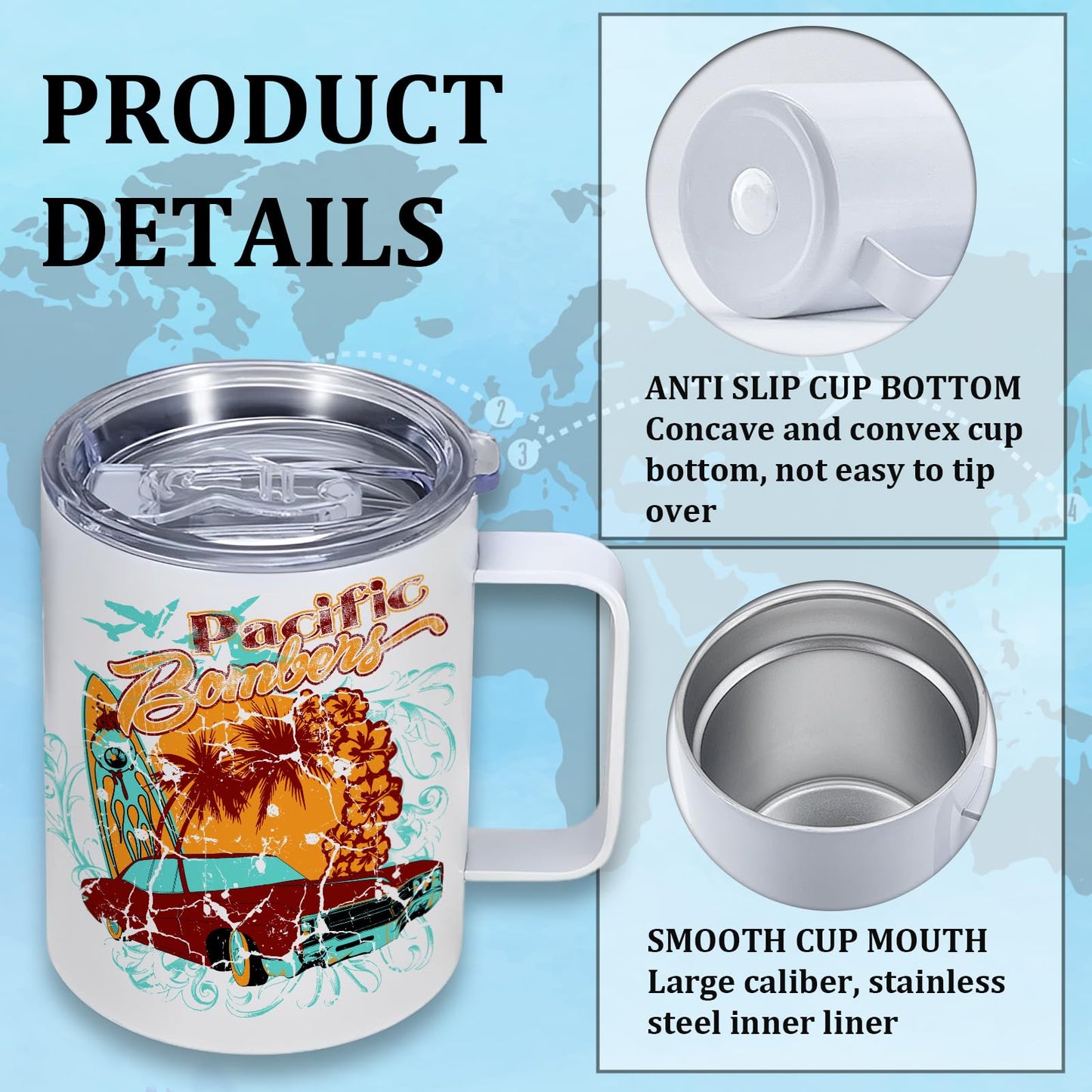 Lilsofee 25 Pack 12 oz Sublimation Mugs with Handle and Lid Straw Stainless Steel Blank Tumbler Coffee Mug Double Vacuum Insulation Heat Press Transfer Printing DIY Cups
