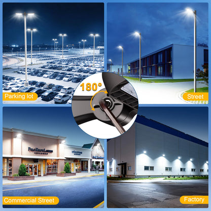 ledmo 480W LED Parking Lot Lights,Super Bright 72000LM for Large Area Lighting,IP65 Waterproof LED Street Light with Dusk to Dawn Adjustable Wall Mount Commercial Parking Lot Lights Outdoor