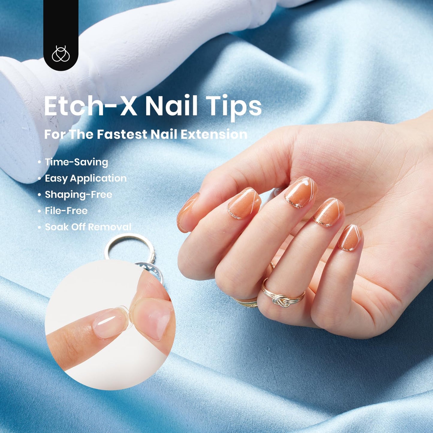 Beetles Gel Nail Kit Short Almond, 240Pcs Easy Nail Extension Set Shaped Clear Tips with 5 in 1 Nail Glue Base & Top Coat and Mini UV Lamp, Nail Tips Art Acrylic Nail Kit Gifts for Women