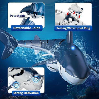 2.4Ghz Remote Control Shark Toys for Kids 6 7 8 Years Old 1:18 Scale High Simulation Shark for Pool Bath Toys for Toddlers Electronic RC Sea Animal Outdoor Water Gifts