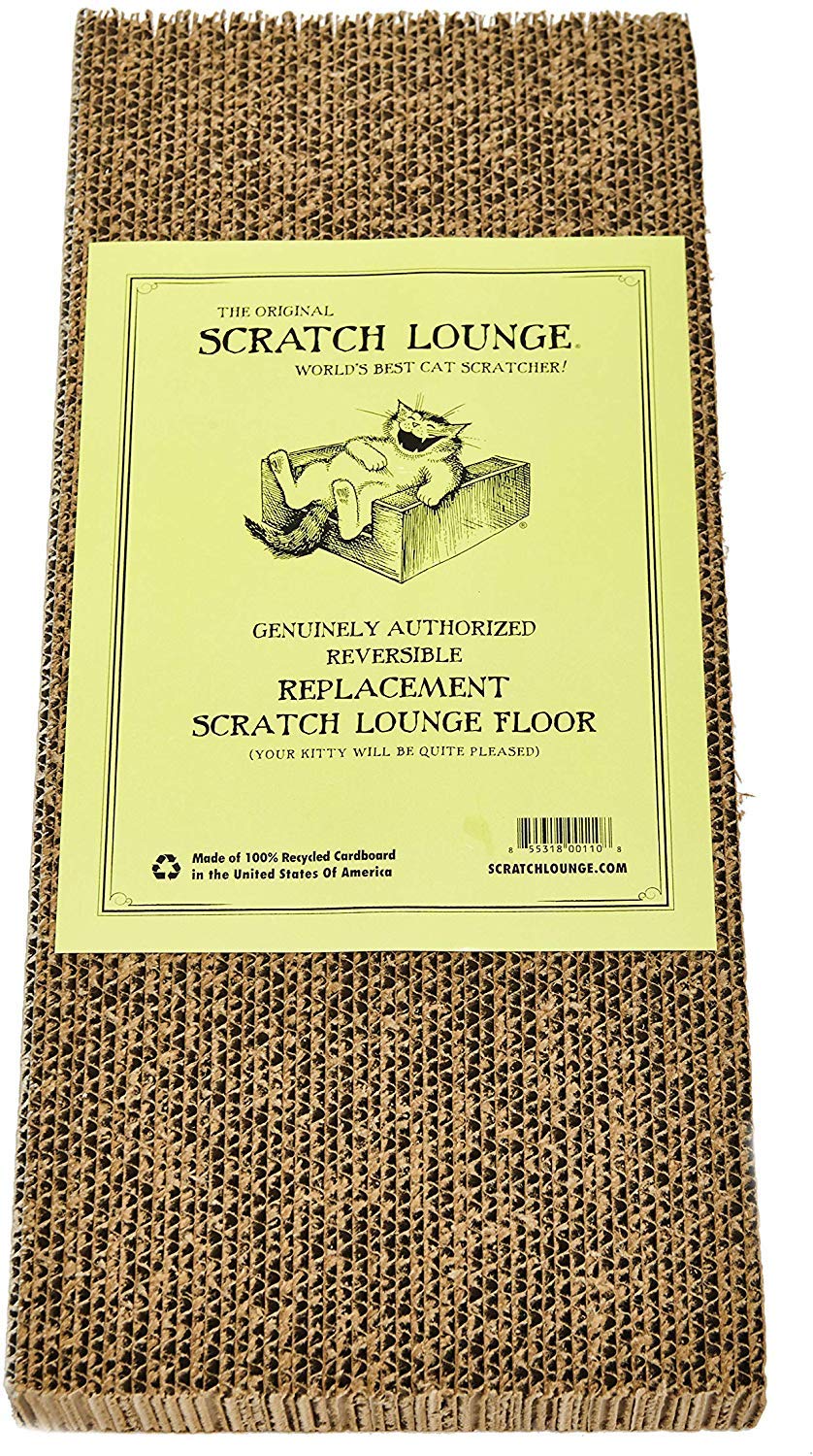 Scratch Lounge Cardboard Floor Refill, 2-Pack - for XL 13x22 Cat Scratchers - Heavy Duty Durable Lasts 10x Longer Than Conventional Scratchers