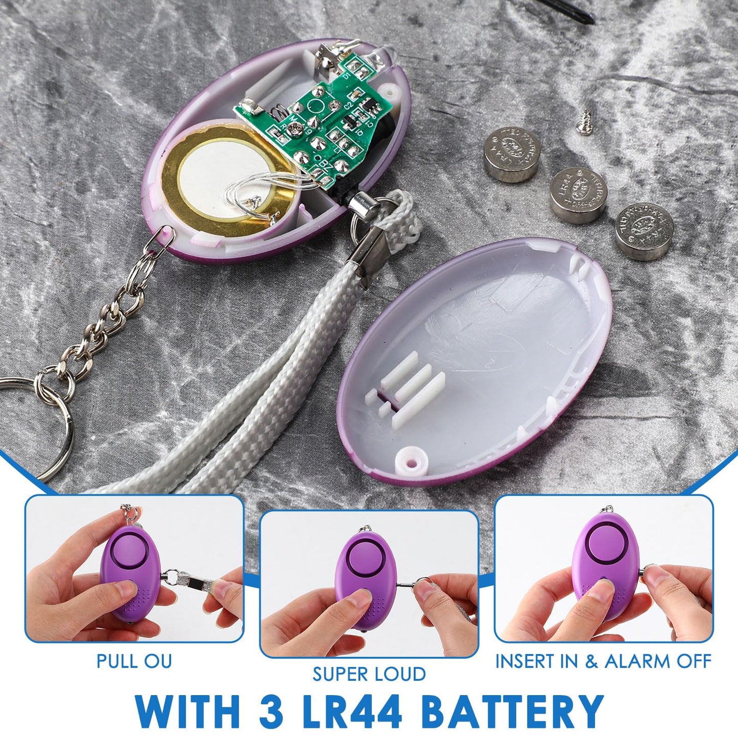Kanayu 76 Pcs Personal Alarm Bulk 130DB Safe Sound Emergency Safety Self Defense Security Alert Keychain with Led Light Personal Protection Alarm for Women Girls Kids Elderly (Mixed Colors)