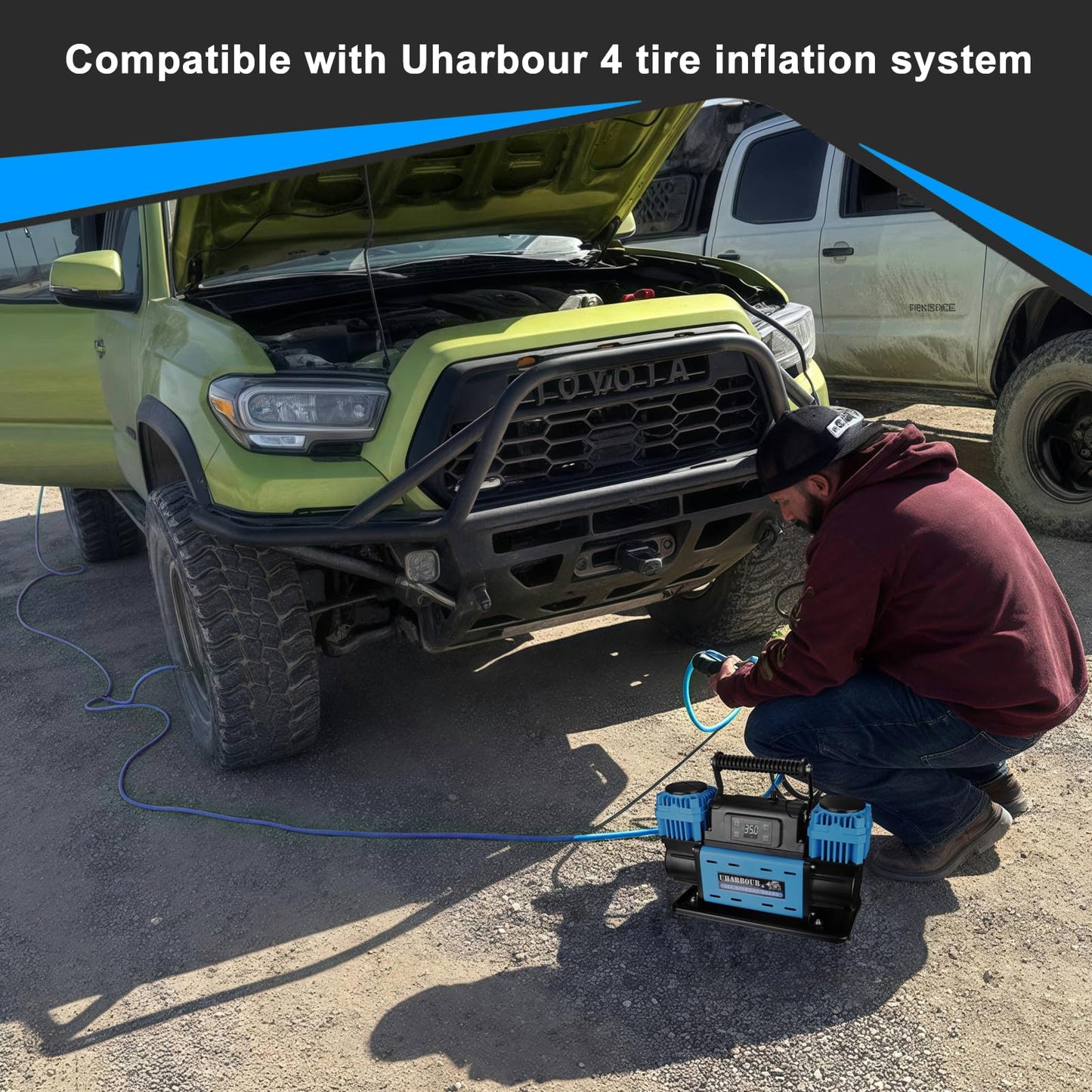 Uharbour 12V Offroad Air Compressor Auto Stop Dual Compressor with Digital LCD Dislplay, 12 Volt 10.6 CFM Off Road Air Compressor Heavy Duty for 4x4 Truck Car SUV with Carrying Bag