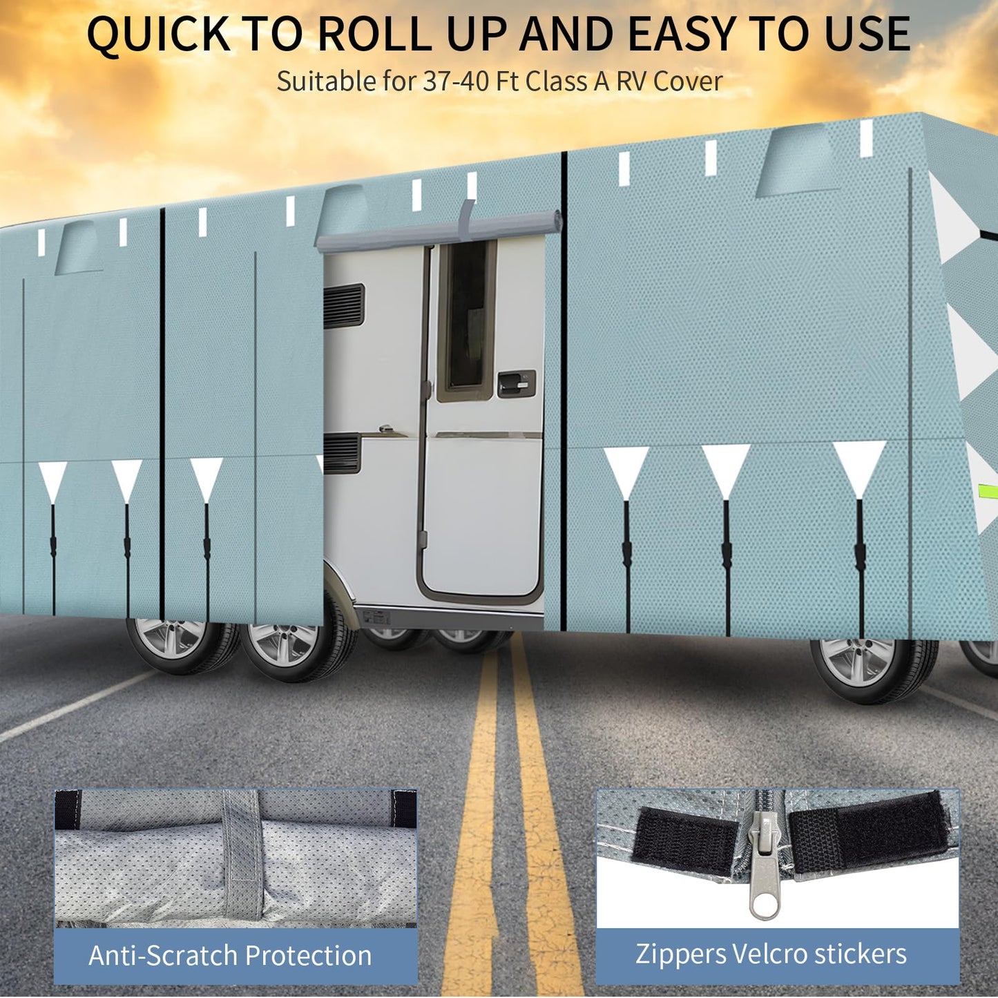 MuRealy Upgraded 37-40 ft RV Covers, Extra-Thick Camper Cover, 2025 New Travel Trailer RV Cover, Tearproof Waterproof Windproof Anti-UV