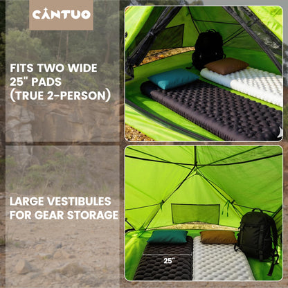 CANTUO Ultralight Camping Backpacking Tent 2 Person - Windproof & Waterproof PU5000mm 20D Nylon Tents for Camping, Hiking, Bikepacking