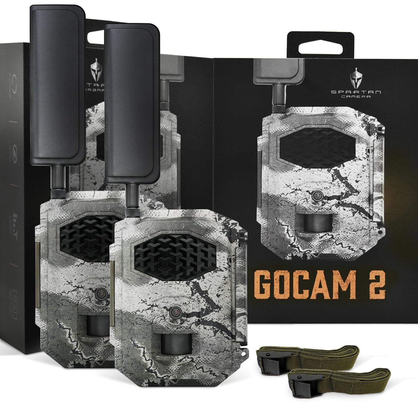 Spartan Camera GoCam2 Cellular-2 Pack, APP Control Trail Camera, 4G LTE, 1080P Video, FHD Photos, No Glow, Night Vision, Motion Activated, IP65 Water Resistant (Spartan Areus, Multi-Carrier)
