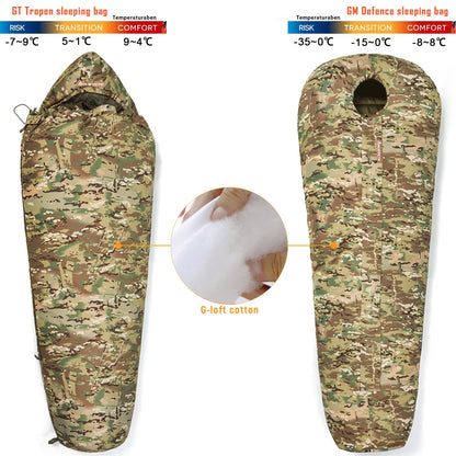 MT Military Army Force Defence 4 & Tropen Patrol Mummy Sleeping Bags with Bivy Cover Compression Sack, Modular Sleeping System 2.0 for Cold Weather,