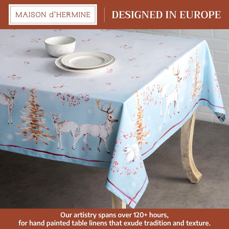Maison d' Hermine Table Cloth Rectangle Table 100% Cotton 70 x 120 Inches Fall Tablecloth Reusable Everyday Use for Thanksgiving Christmas Decorations Dining Farmhouse Party (Fairy Tale Forest)