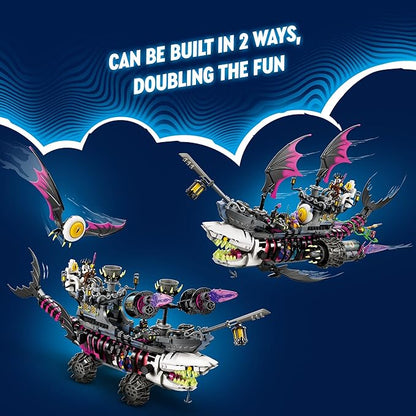 LEGO DREAMZzz Nightmare Shark Ship 71469 Construct The Building Toy Set as a Flying Pirate Ship or a Monster Truck Includes 4 Minifigures Shark Toy Gift for Tweens and Kids Ages 10 and Up