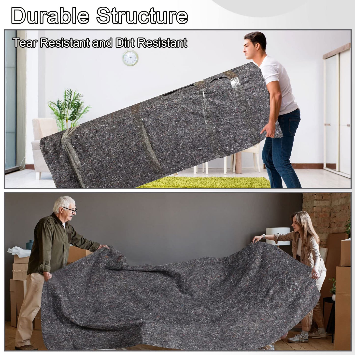 32 Pieces Textile Moving Blankets Bulk 54 x 72 Inch Furniture Blanket High Tensile Strength Pads Shipping Packing Blanket for Moving Furniture Floors Moves and Storage Equipment(Grey)