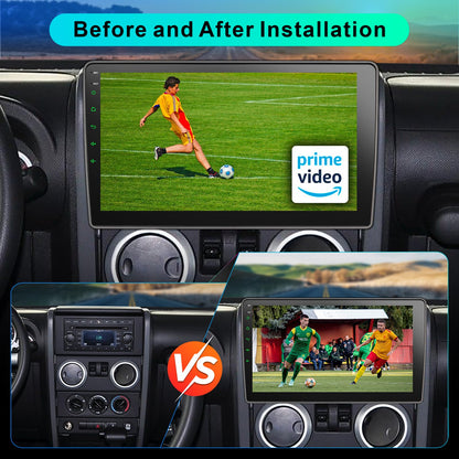 8 Core Car Radio 64G for Jeep Wrangler JK Compass Grand Cherokee Dodge Ram Upgrade Stereo Wireless CarPlay Android Auto,10 '' Touchscreen Head Unit GPS WiFi AM/FM SWC