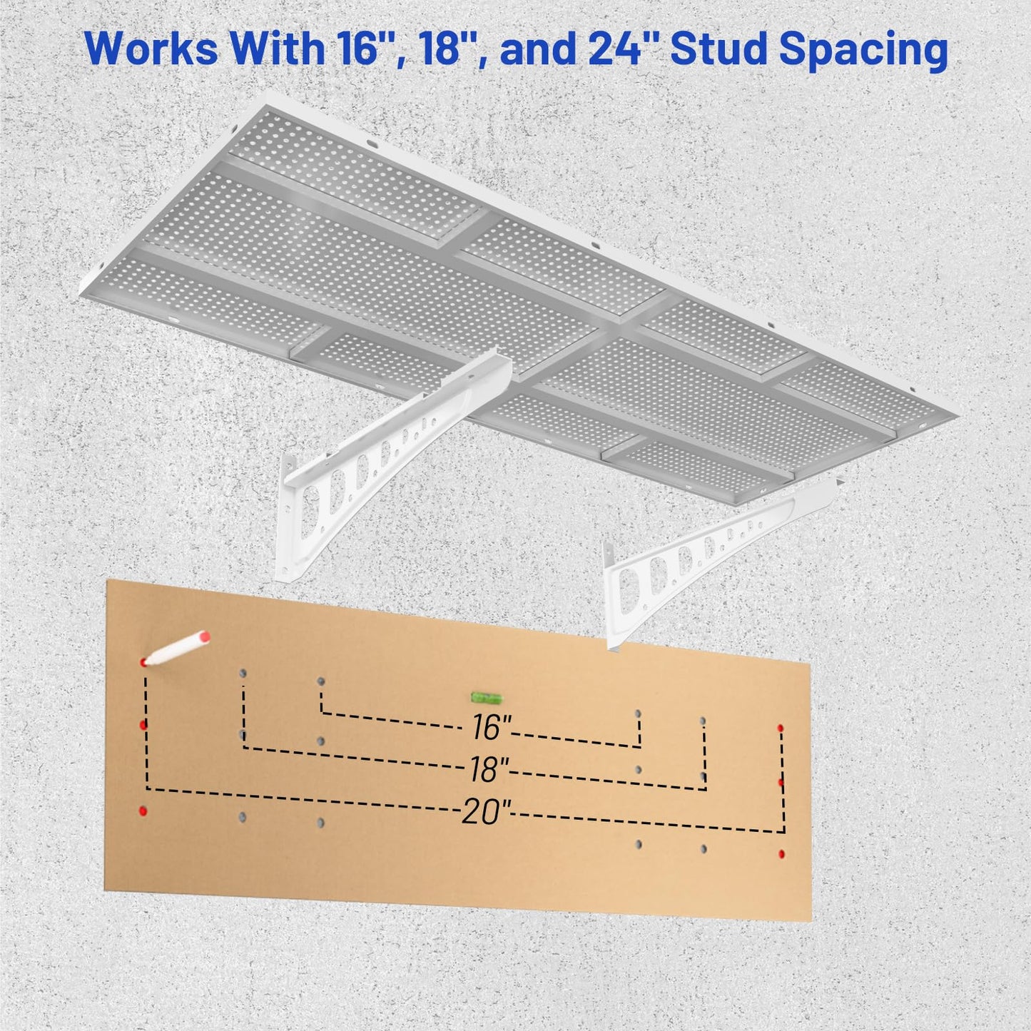 ZONEGRACE 4-Pack 2x3ft Wall Mounted Garage Shelves, 1000 Lbs Deep Garage Wall Shelving Heavy Duty, Large Floating Shelves For Wall With Storage, Complete Install Kit & Hooks, White