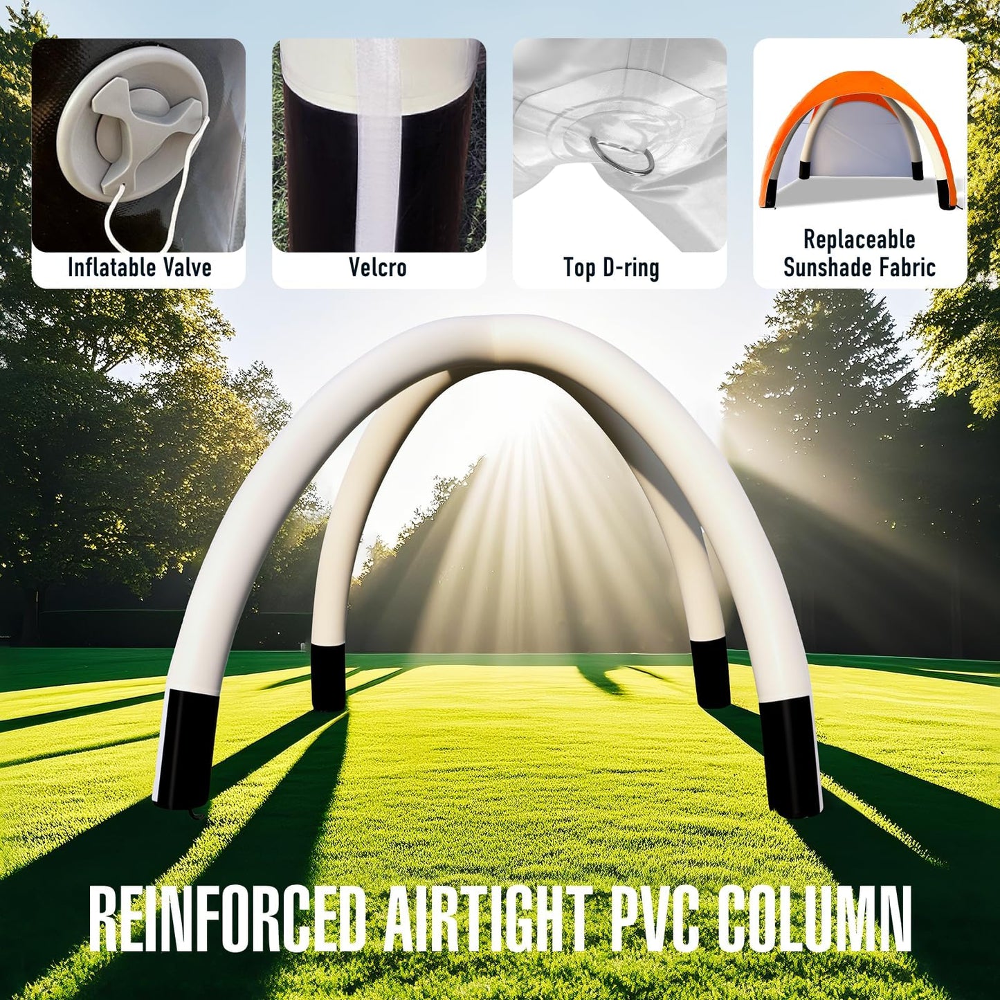Inflatable Shade Air Canopy Tent – 10x10Ft Outdoor UV Protection Sun Shelter with 2 Removable Side Panels,Stakes & Sandbags,Air Pump,– for Outdoor,Marketing Events,Trade Shows（Orange）