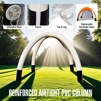 Inflatable Shade Air Canopy Tent – 10x10Ft Outdoor UV Protection Sun Shelter with 2 Removable Side Panels,Stakes & Sandbags,Air Pump,– for Outdoor,Marketing Events,Trade Shows（Orange）