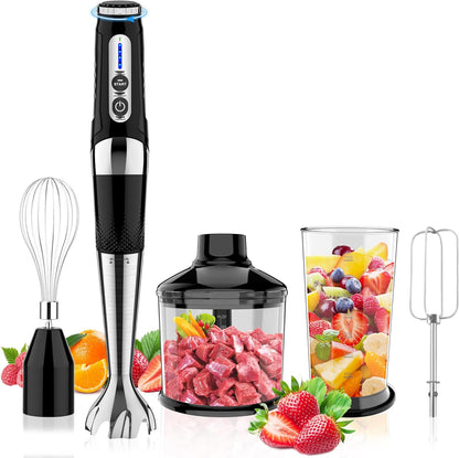 Toogel Cordless Immersion Blender - 4-in-1 Electric Hand Blender with 21-Speed & USB Rechargeable | BPA-Free & Dishwasher Safe (Black)
