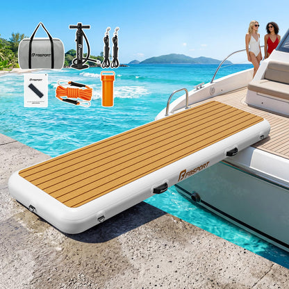 FBSPORT Inflatable Gangway for Boats Docks Yacht, Portable Non-Slip Floating Boarding Ramp with EVA Deck, Heavy Duty PVC Dock Bridge Platform, Floating Dock Gangway for Yacht Raft, 6.6ft