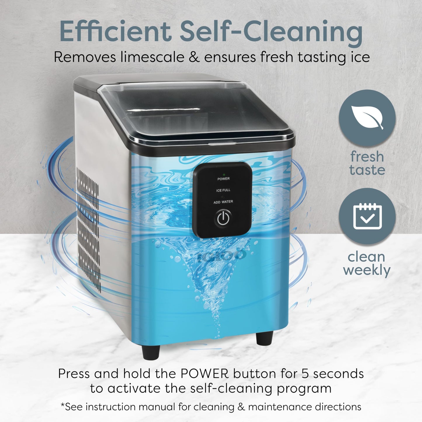 Igloo Portable Ice Maker with Scoop - Countertop Ice Maker with LED Control Panel & 1.5 Quart Water Tank - Ice Cube Maker Produces 26 Lbs. of Ice in 24 Hours with 9 Large or Small Cubes in 7 Minutes